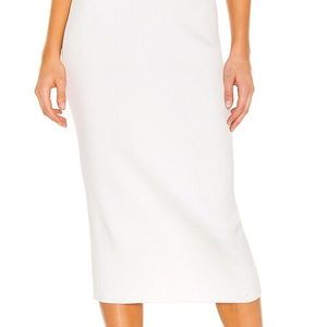 White / Off-White Ribbed Midi Skirt